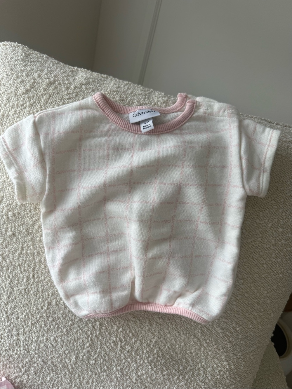 Calvin Klein Cream Tee with Pink Trim